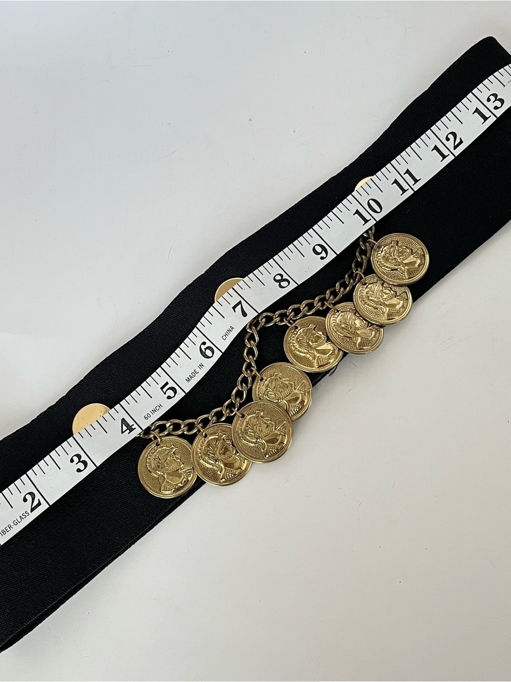 Vintage Coin Black Wide Elastic Cinch Belt Womens S/M Retro - Picture 7 of 7